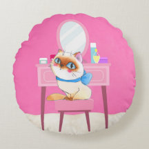 Travesseiro decorativo redondo Gatinho inundado