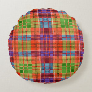 Almofada Redonda TRAVESSEIRO DECORATIVO redondo MAC RAE TARTAN