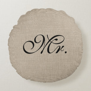 Almofada Redonda Travesseiro decorativo Redondo negro Sr. Burlap