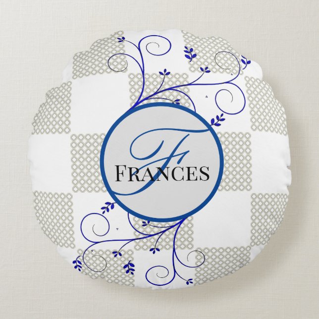 Almofada Redonda Travesseiro decorativo redondo personalizado monog (Frente)