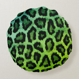 Almofada Redonda Travesseiro decorativo redondo verde-leopardo