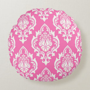 Almofada Redonda Travesseiro decorativo Rosa Persa Damasco