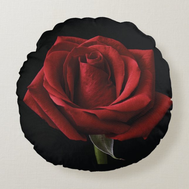 Almofada Redonda travesseiro decorativo rosa vermelha (Frente)