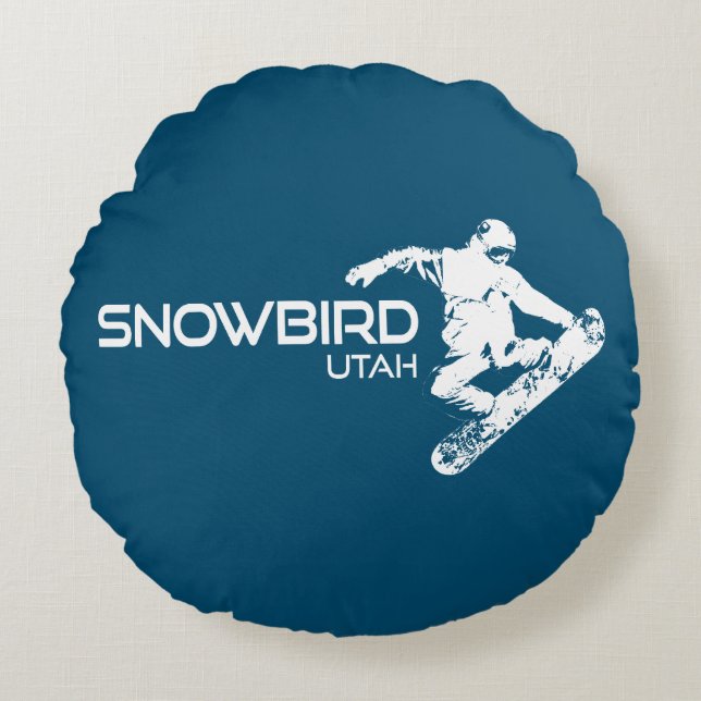 Almofada Redonda Travesseiro decorativo Snowboarder de Utah (Frente)