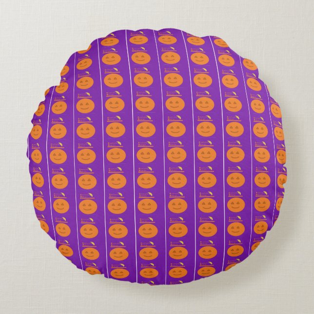 Almofada Redonda Travesseiro Design de Pumpkin Roxo (Frente)