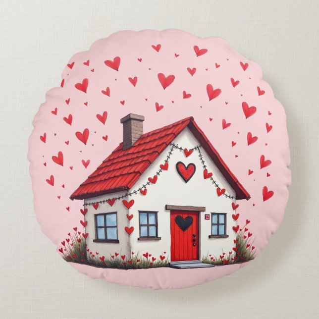 Almofada Redonda travesseiro dia de os namorados (Frente)