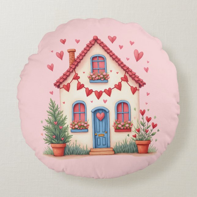 Almofada Redonda travesseiro dia de os namorados (Frente)