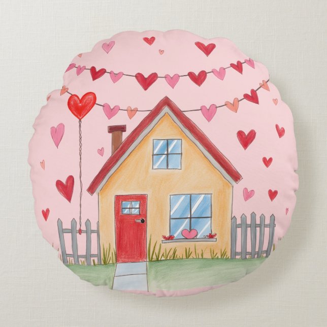 Almofada Redonda travesseiro dia de os namorados (Frente)