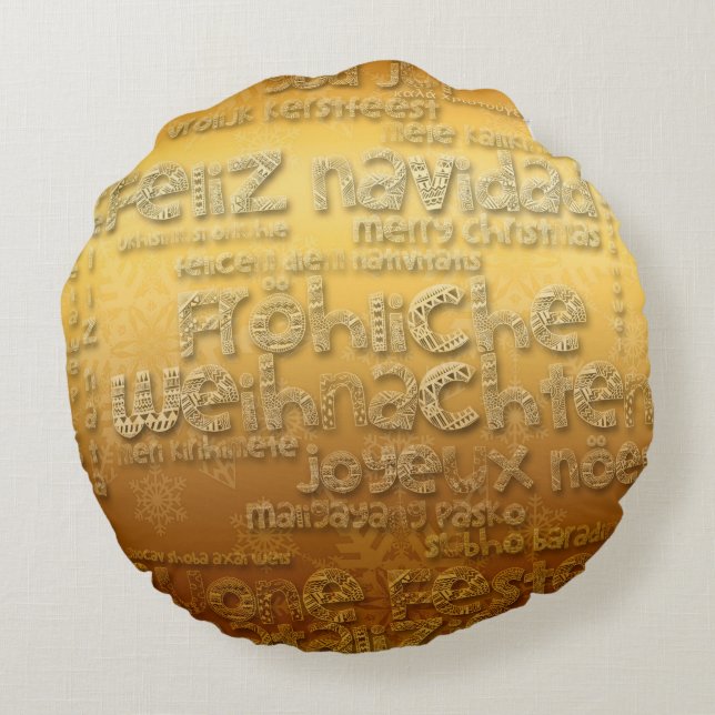 Almofada Redonda Travesseiro Dourado Internacional Weihnachten Navi (Verso)