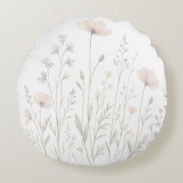 Almofada Redonda Travesseiro Floral Prado Decoração Botânica