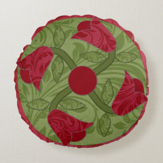 Almofada Redonda Travesseiro Grelha de Tulip Applique