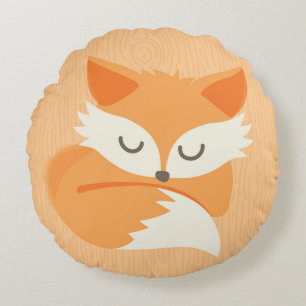 Almofada Redonda Travesseiro Infantil Raposa Laranja da Floresta