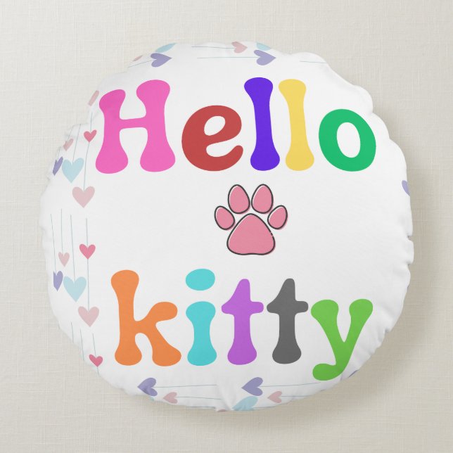 Almofada Redonda Travesseiro Inspirado na Hello Kitty Fofa (Frente)