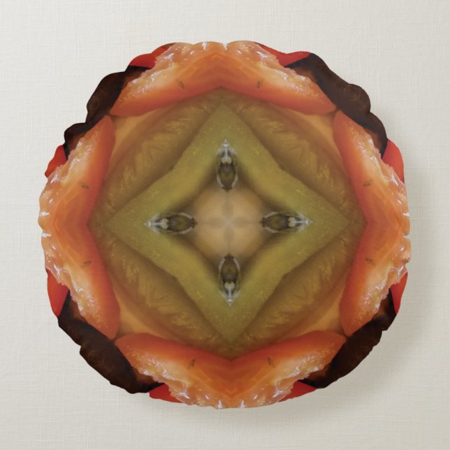 Almofada Redonda Travesseiro Marrom personalizado projetado redondo (Frente)