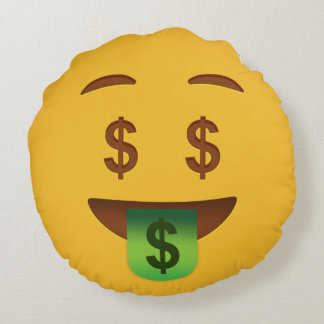 Almofada Redonda Travesseiro Money Face EmojiThrow