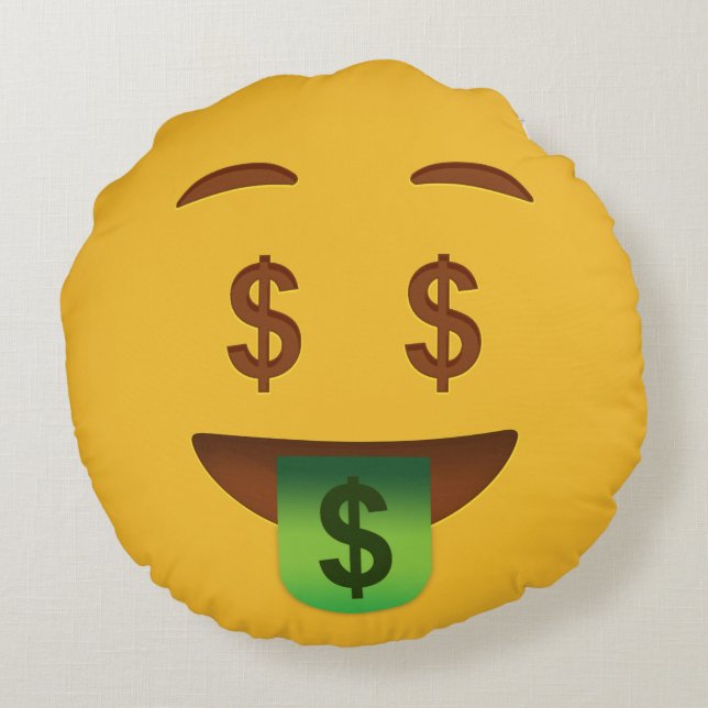 Almofada Redonda Travesseiro Money Face    EmojiThrow (Verso)