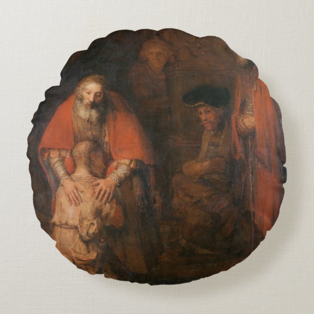 Almofada Redonda Travesseiro O regresso do filho pródigo Rembrandt (Frente)