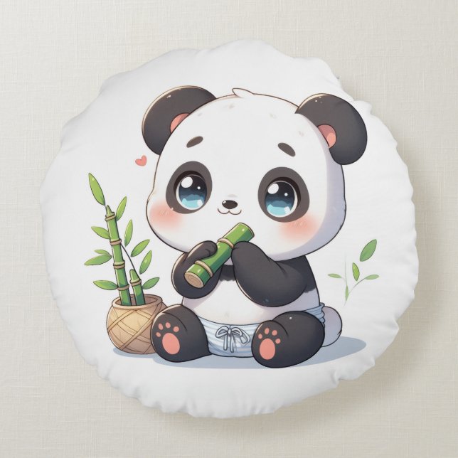 Almofada Redonda Travesseiro Panda Kawaii (Verso)