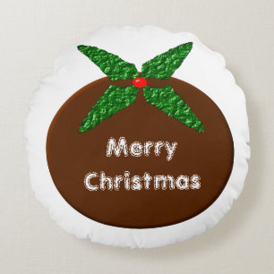 Almofada Redonda Travesseiro Personalizado de Pudim de Natal