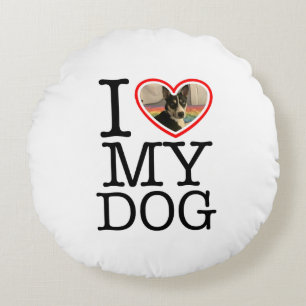 Almofada Redonda Travesseiro Personalizado Eu Amo Meu Cachorro
