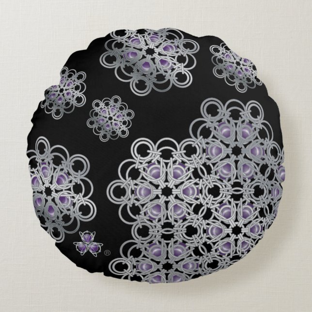 Almofada Redonda Travesseiro PolyHexaBloom Chainmaille (Frente)