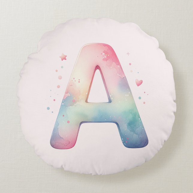 Almofada Redonda Travesseiro redondo 'A' do nascimento personalizad (Frente)