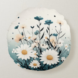 Almofada Redonda Travesseiro redondo amarelo branco Floral