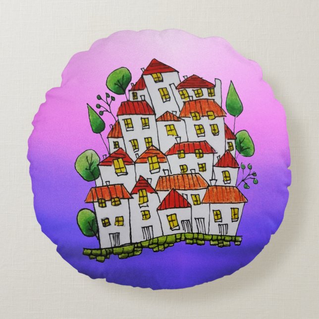 Almofada Redonda Travesseiro redondo (Arroz - Desenho manual) (Frente)