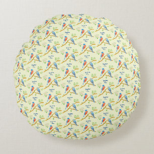 Almofada Redonda Travesseiro Redondo Azul-bebê Com Texto Amarelo Pá