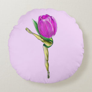 Almofada Redonda Travesseiro redondo Balé Ballerina Tulip