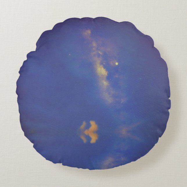 Almofada Redonda Travesseiro redondo Blue Galaxy Via Látea (Frente)