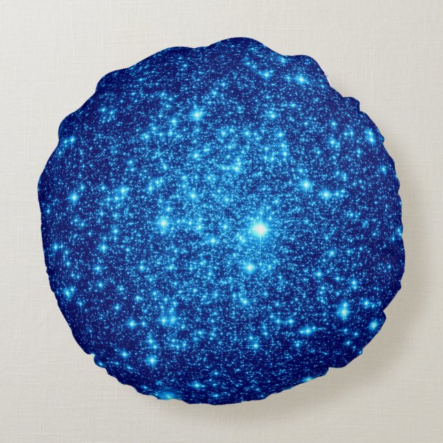 Almofada Redonda Travesseiro Redondo Blue Stars (Verso)