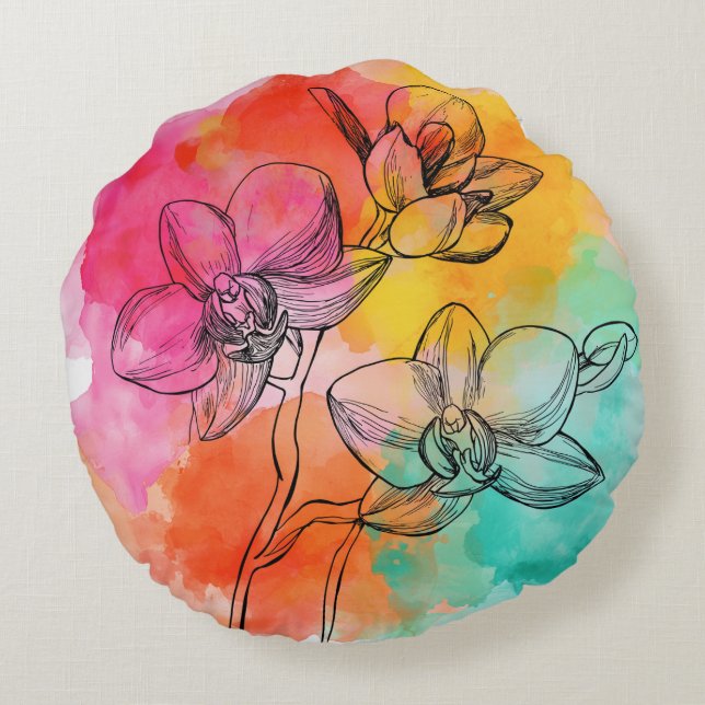 Almofada Redonda Travesseiro redondo Bold Orchid Bloom (Verso)