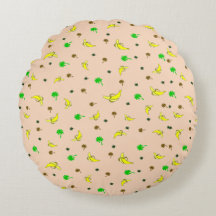 Travesseiro redondo com banana e palmeiras