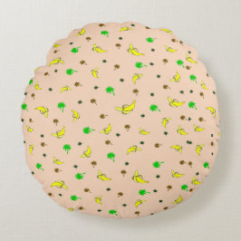 Almofada Redonda Travesseiro redondo com banana e palmeiras