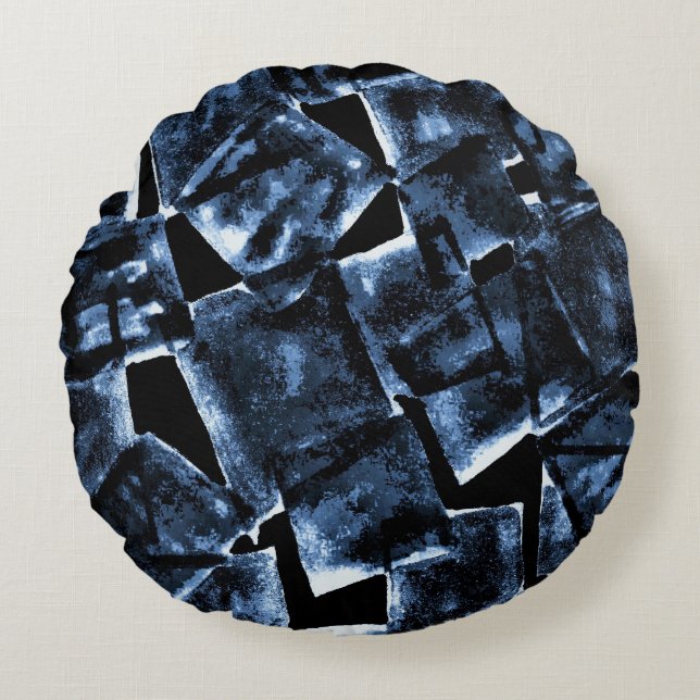 Almofada Redonda Travesseiro Redondo com Desenho Geométrico  (Frente)