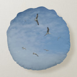Almofada Redonda Travesseiro redondo com gaivotas voadoras