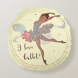 Almofada Redonda Travesseiro redondo com uma Design Black Ballerina