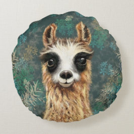 Almofada Redonda Travesseiro redondo curioso Llama Funny