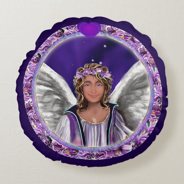 Almofada Redonda Travesseiro redondo de almas roxas (Frente)