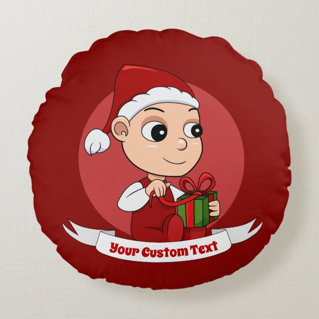 Almofada Redonda Travesseiro redondo de animação de bebê de Natal b (Frente)