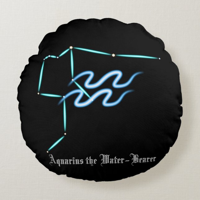 Almofada Redonda Travesseiro Redondo de Aquário de Constelação Zodi (Frente)