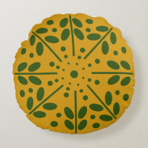 Travesseiro Redondo de Arte Foliar Amarelo Escandi