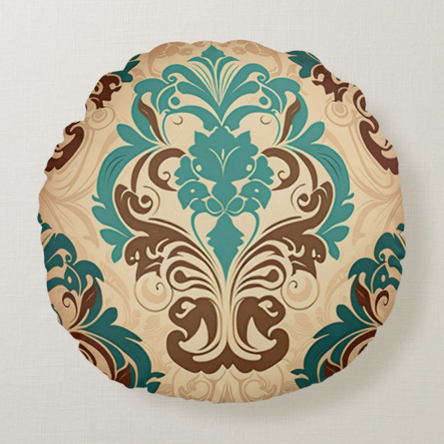 Almofada Redonda Travesseiro redondo de decoração do padrão da vinh (Frente)