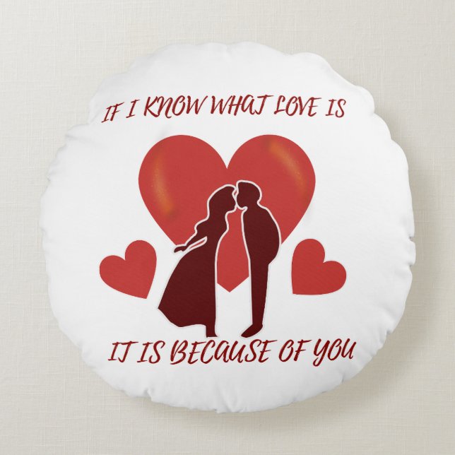 Almofada Redonda Travesseiro redondo de Dias de os namorados românt (Frente)