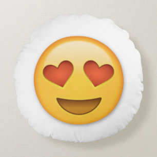 Almofada Redonda Travesseiro redondo de Emoji dos olhos do coraçã