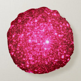 Almofada Redonda Travesseiro Redondo de Estrelas Rosa Brilhante