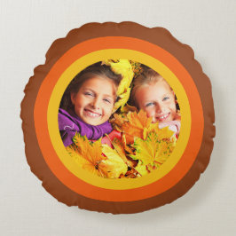 Almofada Redonda Travesseiro redondo de fotos marrom-laranja dos an