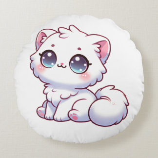 Almofada Redonda Travesseiro Redondo de Gatinho Fofinho Kawaii