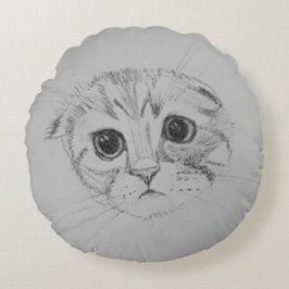 Almofada Redonda Travesseiro Redondo de Gatinho Scottish Fold